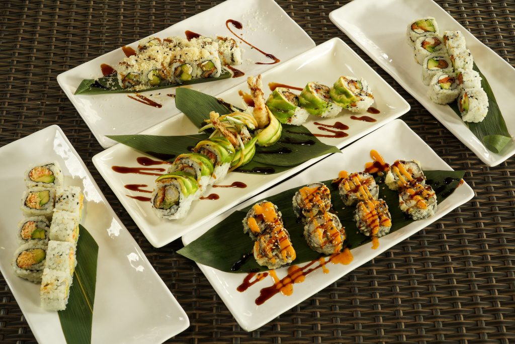 An array of Sushi Rolls at Sparkly Japanese & Thai Restaurant